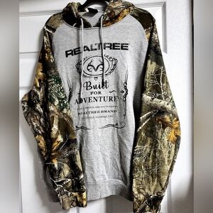 Realtree-Men's Gray and Camouflage Hoodie- Size XXL